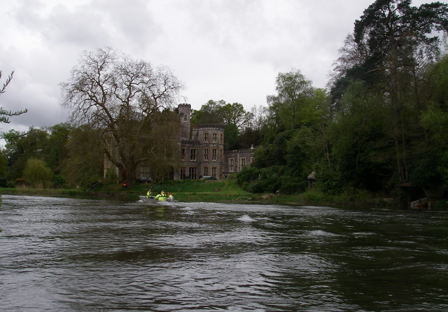 Avon Castle beside the River Avon, photographed in April 2008